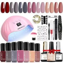Load image into Gallery viewer, gel nail polish set starter kit with light nude gray
