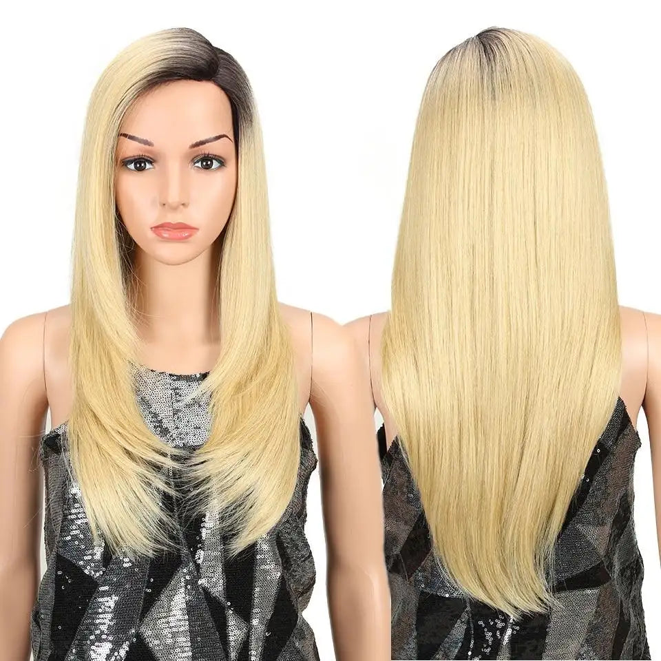 genevieve side parting 24 inch long straight wig