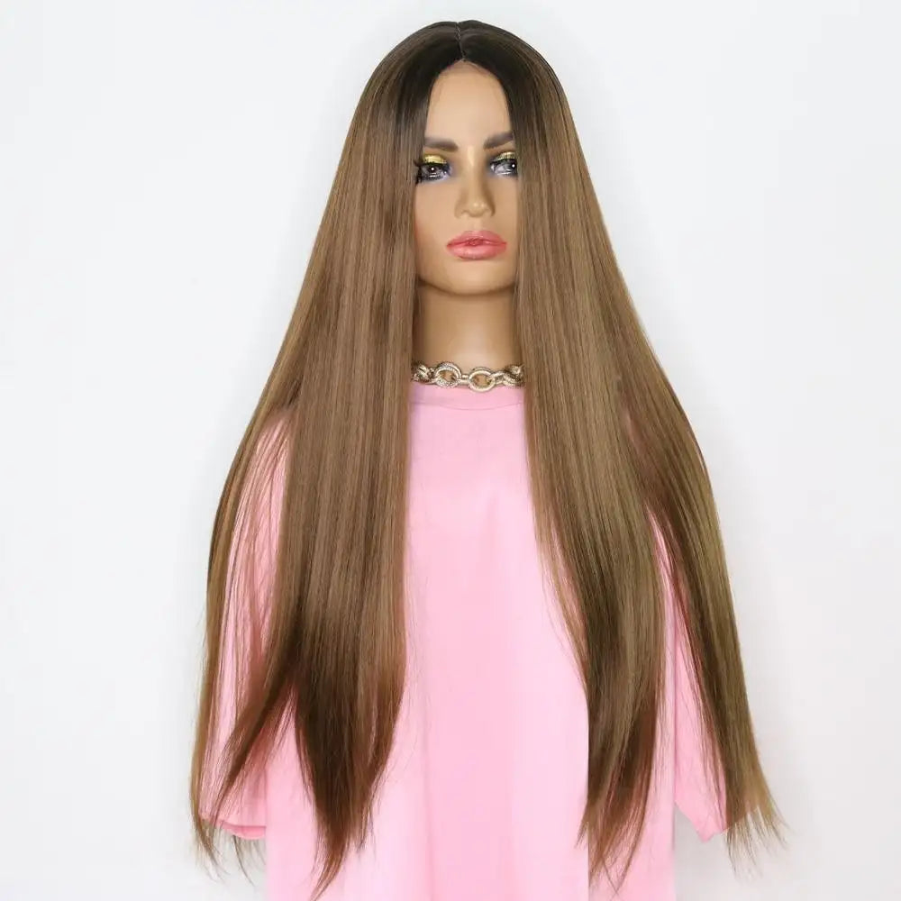 giselle extra long straight 28inch lace front wig