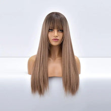 Load image into Gallery viewer, giselle ombre long straight synthetic wig for women with bangs tb20032-9
