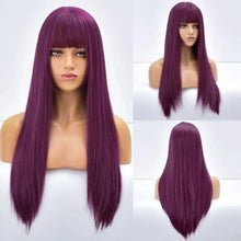 Load image into Gallery viewer, giselle ombre long straight synthetic wig for women with bangs tb20032-2

