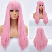 Load image into Gallery viewer, giselle ombre long straight synthetic wig for women with bangs tb20032-3
