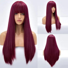 Load image into Gallery viewer, giselle ombre long straight synthetic wig for women with bangs tb20032-8

