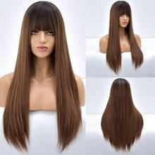Load image into Gallery viewer, giselle ombre long straight synthetic wig for women with bangs tb20032-11
