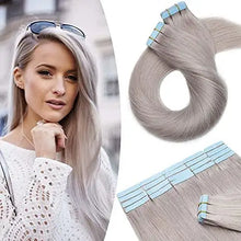 Load image into Gallery viewer, grey tape in human hair extensions | 20 pcs 40g/pack 12 inch(40g) / #grey
