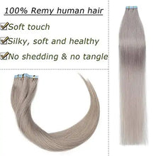 Load image into Gallery viewer, grey tape in human hair extensions | 20 pcs 40g/pack 22 inch(50g) / #grey
