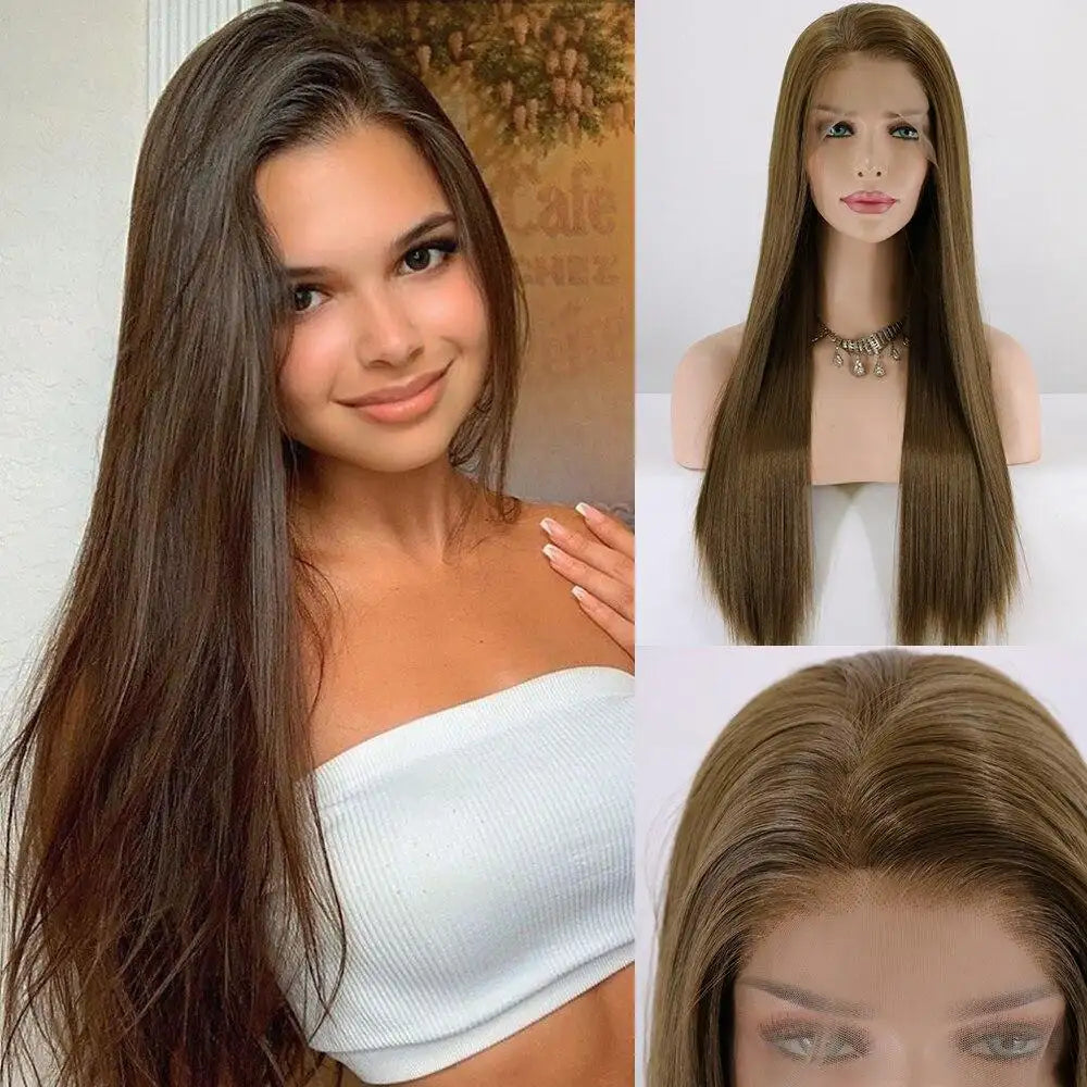hand tied 13x6 brown futura fiber hair wig