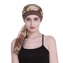 Load image into Gallery viewer, headcover with scarf brown
