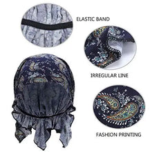 Load image into Gallery viewer, headwrap bandana beanie cap styled headcover winered+blue
