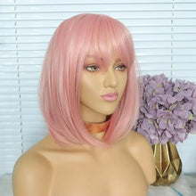 Load image into Gallery viewer, heat friendly pastel pink bob wig
