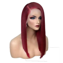 Load image into Gallery viewer, henna red wig side part synthetic lace front wig with natural hairline
