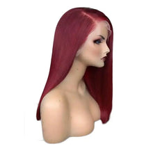 Load image into Gallery viewer, henna red wig side part synthetic lace front wig with natural hairline
