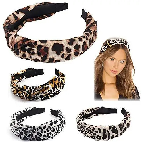 high fashion cheetah print head band hair 4 pcs accessory set default title