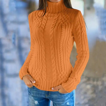 high neck twist knit sweater