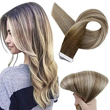 Load image into Gallery viewer, invisible tape remy human hair extensions 14 to 22 inches long 22 inch / #3/8/22
