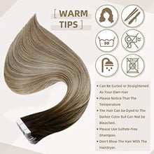 Load image into Gallery viewer, invisible tape remy human hair extensions 14 to 22 inches long
