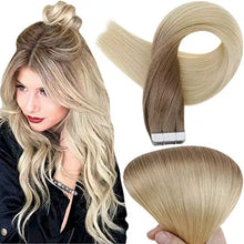 Load image into Gallery viewer, invisible tape remy human hair extensions 14 to 22 inches long
