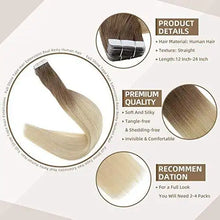 Load image into Gallery viewer, invisible tape remy human hair extensions 14 to 22 inches long
