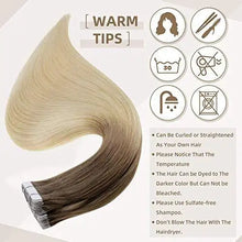 Load image into Gallery viewer, invisible tape remy human hair extensions 14 to 22 inches long
