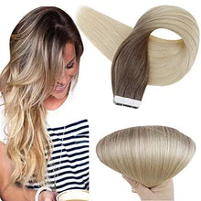 Load image into Gallery viewer, invisible tape remy human hair extensions 14 to 22 inches long
