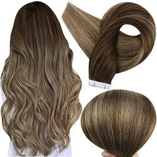 Load image into Gallery viewer, invisible tape remy human hair extensions 14 to 22 inches long
