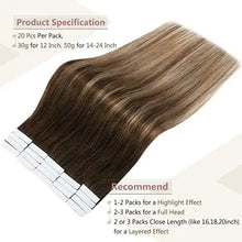 Load image into Gallery viewer, invisible tape remy human hair extensions 14 to 22 inches long 14 inch / #4/27/14/4
