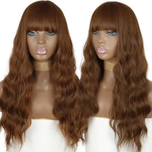 Load image into Gallery viewer, justine long water wave synthetic wigs with bangs 9146-8-12-30 / 26inches / canada
