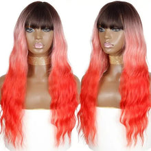 Load image into Gallery viewer, justine long water wave synthetic wigs with bangs 9146-97c-hong / 26inches / canada
