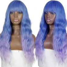 Load image into Gallery viewer, justine long water wave synthetic wigs with bangs 9146-4043-55c / 26inches / canada
