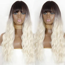 Load image into Gallery viewer, justine long water wave synthetic wigs with bangs 9146-r6-60 / 26inches / canada
