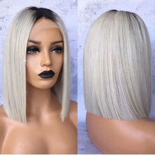 Load image into Gallery viewer, kim light grey heat resistant bob style lace front wig
