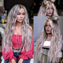 Load image into Gallery viewer, kylee - long ash blonde ombre lace front human hair 13x4 brazilian remy wave wig

