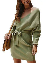 Load image into Gallery viewer, ladies knitted wrap around sweater dress
