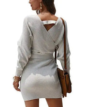 Load image into Gallery viewer, ladies knitted wrap around sweater dress
