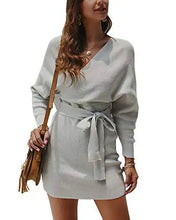 Load image into Gallery viewer, ladies knitted wrap around sweater dress

