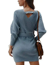 Load image into Gallery viewer, ladies knitted wrap around sweater dress
