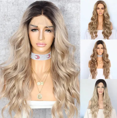 ladies long natural wave heat resistant hair wig