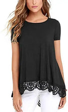 Load image into Gallery viewer, ladies pull over top with lace hem
