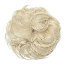 Load image into Gallery viewer, large tousled messy hair bun chocelate brown to bleach blonde
