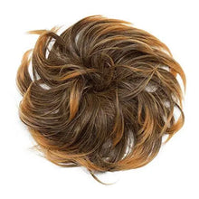 Load image into Gallery viewer, large tousled messy hair bun light auburn to dark brown
