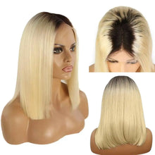 Load image into Gallery viewer, lavette  platinum dark rooted 13x4  lace front human hair wigs
