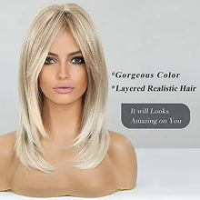 Load image into Gallery viewer, layered wig with side bangs ombre blonde
