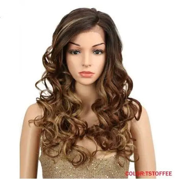 leah side part heat friendly long curly wig tstoffee / 22inches