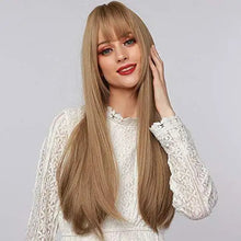 Load image into Gallery viewer, light brown blonde ombre long straight synthetic heat resistant wig
