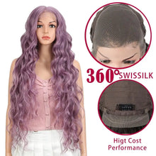 Load image into Gallery viewer, lilac, synthetic lace front wigs extra long deep natural wave ombre coloured fashion wig
