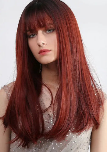 lily long straight wig with bangs