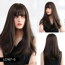 Load image into Gallery viewer, lily long straight wig with bangs lc167-5 / 18inches / canada
