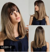 Load image into Gallery viewer, lily long straight wig with bangs lc201-2 / 18inches / canada
