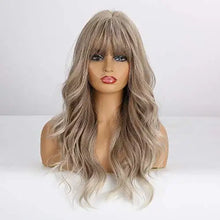Load image into Gallery viewer, long ash gray wig with bangs
