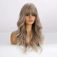 Load image into Gallery viewer, long ash gray wig with bangs
